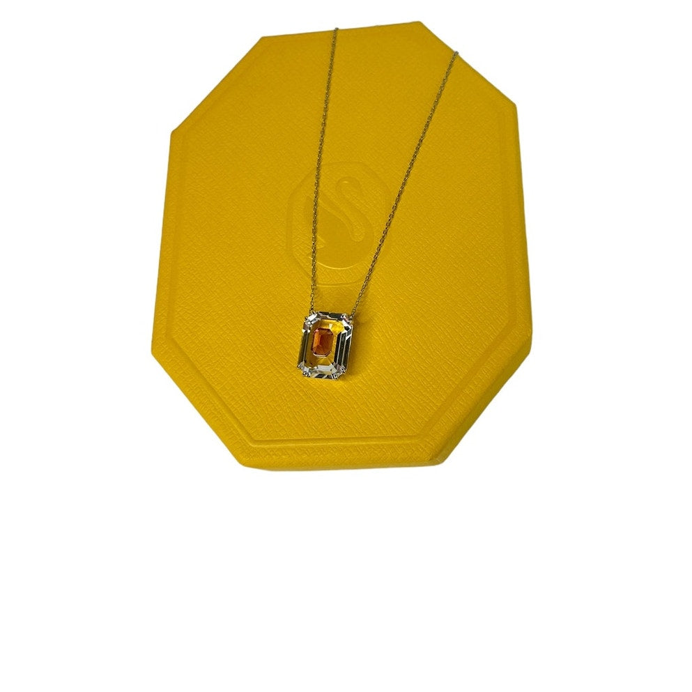 Swarovski Chroma necklace Octagon cut, Pink, Rhodium plated