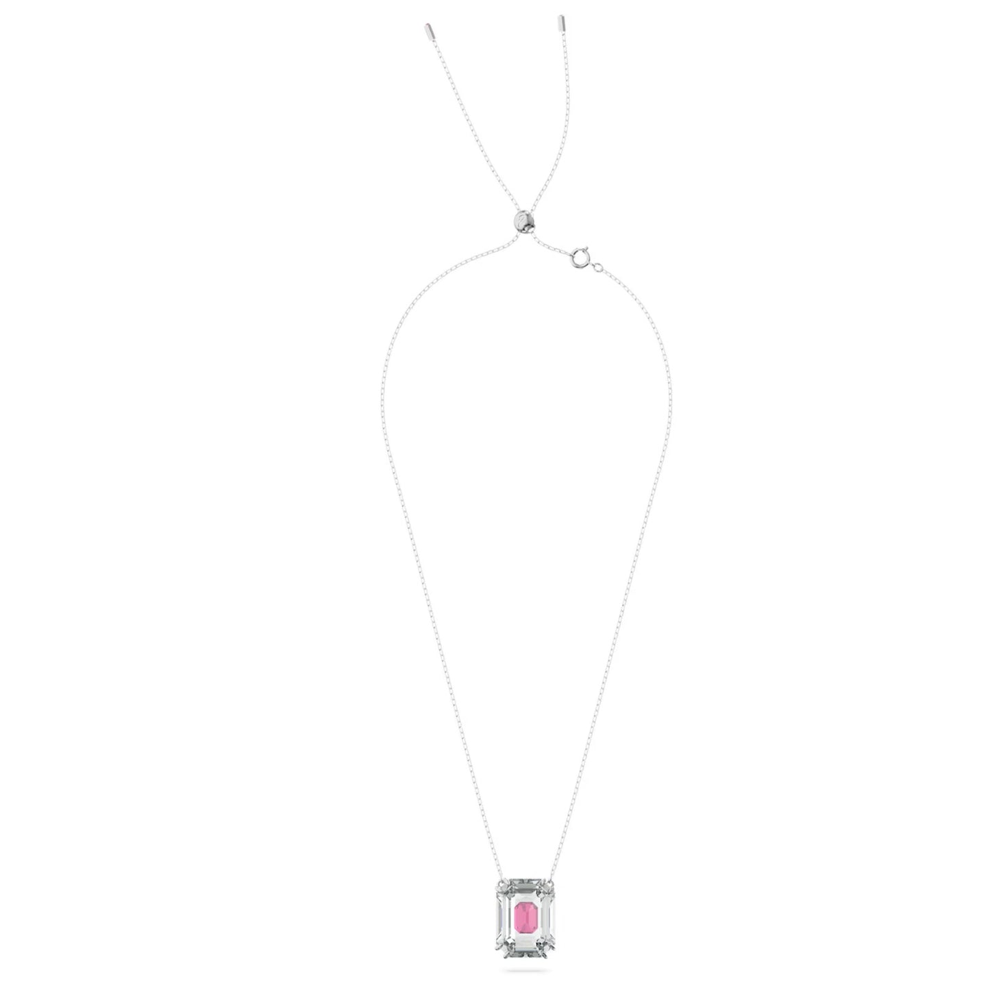 Swarovski Chroma necklace Octagon cut, Pink, Rhodium plated