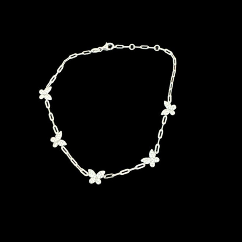 Butterfly Anklet for Women Elegant & Adjustable Foot Jewelry 925 Sterling Silver