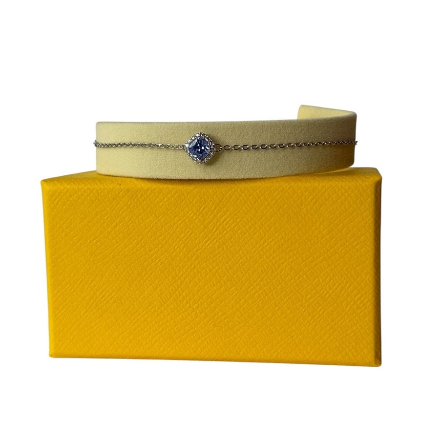 Swarovski Una Angelic bracelet Cushion cut, Blue, Rhodium plated M