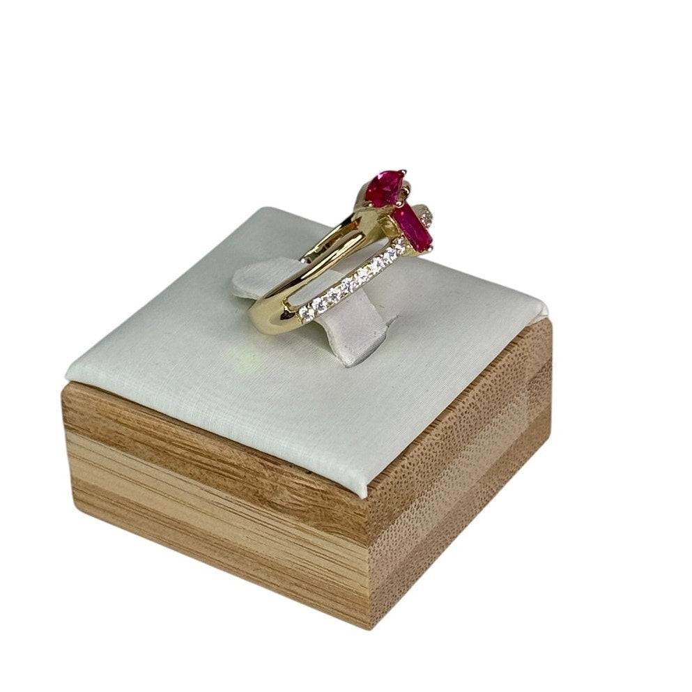 Golden Kiss Fuchsia CZ stone Ring for Her