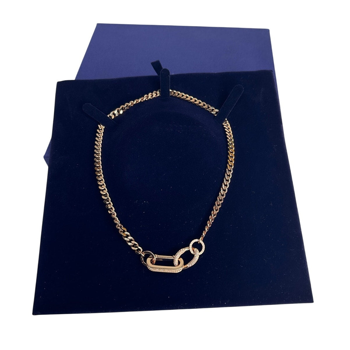 Swarovski Dextera necklace Pavé, Mixed links, White, Rose gold-tone plated Small