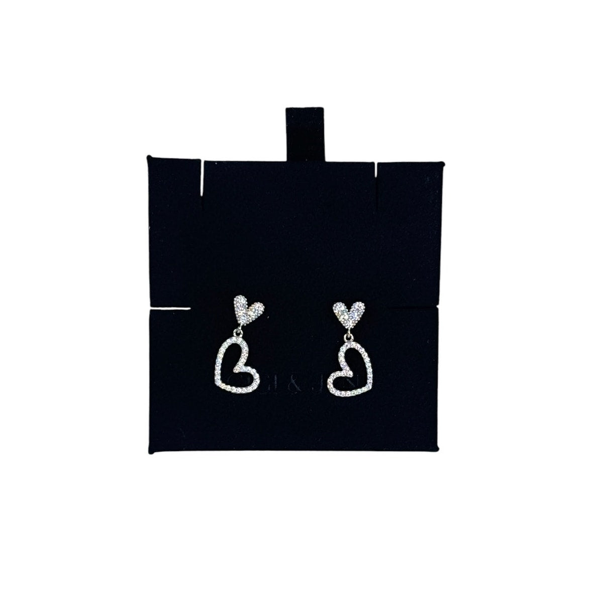 Two Hearts Drop Earrings 925 Sterling Silver