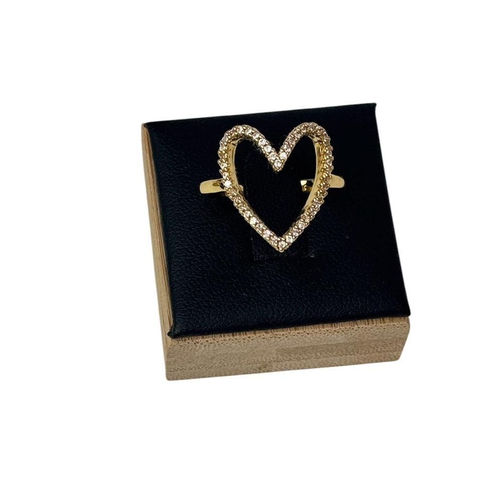 Open Heart Ring 18k Gold Plated Adjustable Ring for Women