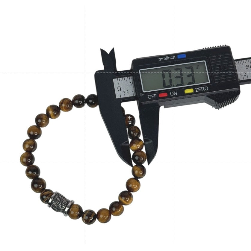 Balance & Power Men’s Bead Bracelet Skull, Yin Yang & Angel Wings Set
