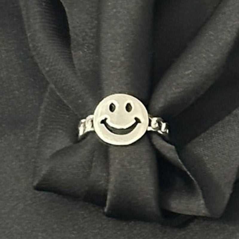 Happy face Emoji Ring Positive Minimalist Jewelry Smile Ring for Women 8