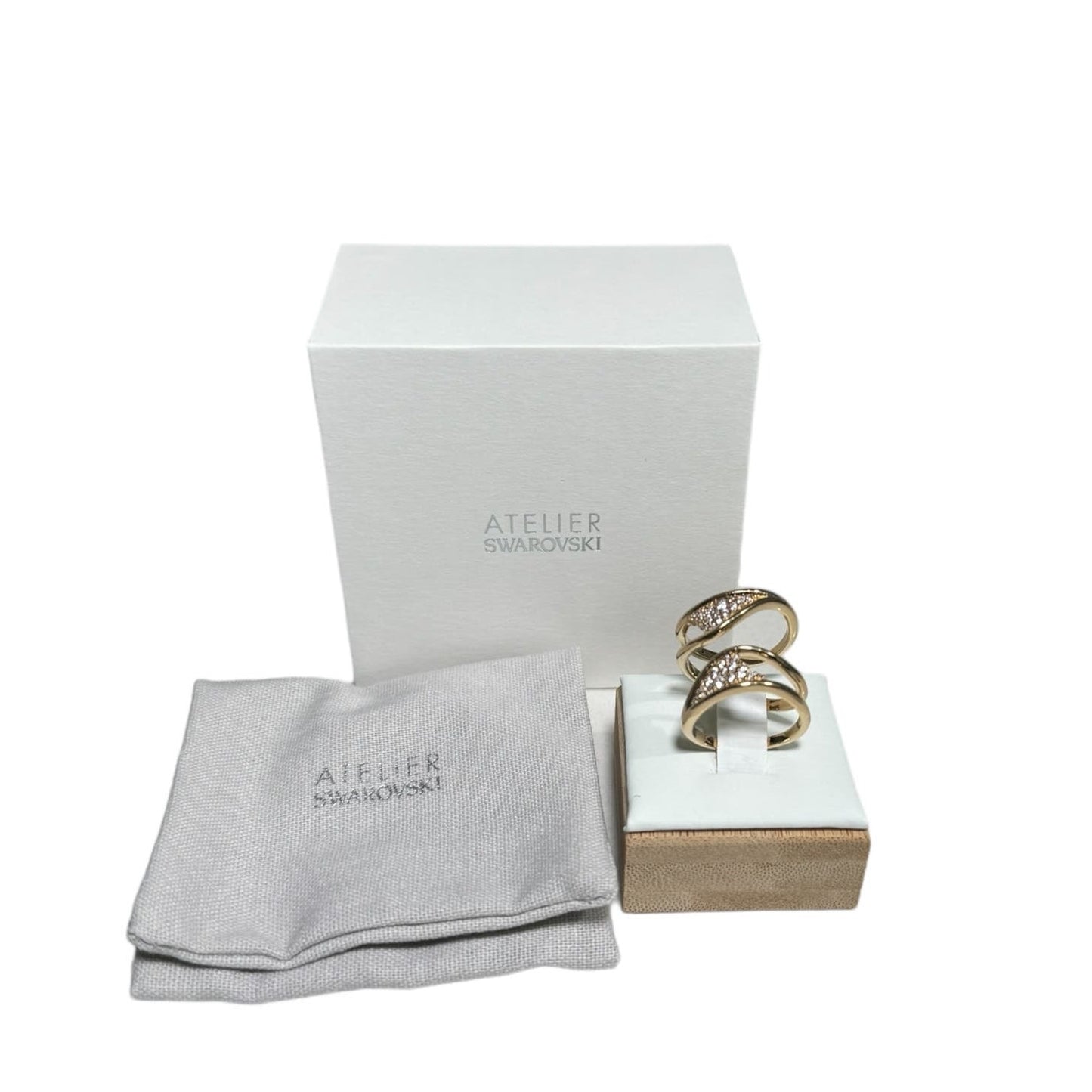 Atelier Swarovski Gilded Treasures Wide Ring, White, Gold-tone plated Ring SIZE 52/6 new