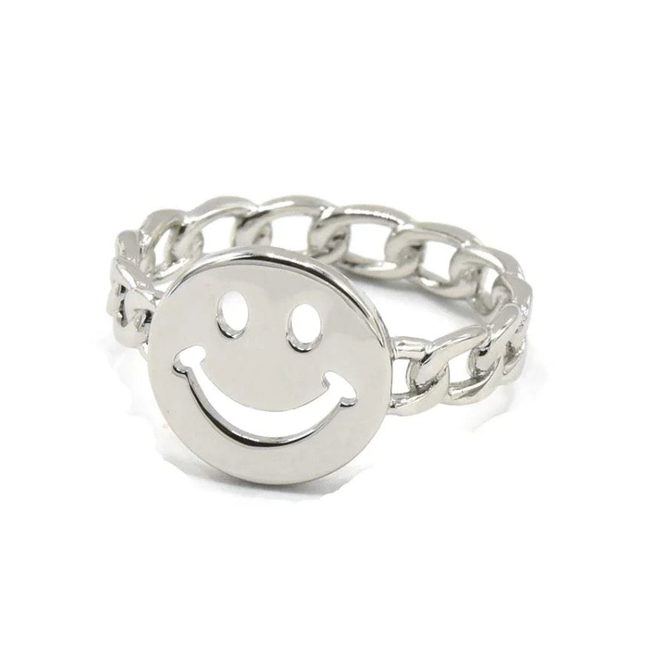 Happy face Emoji Ring Positive Minimalist Jewelry Smile Ring for Women 8