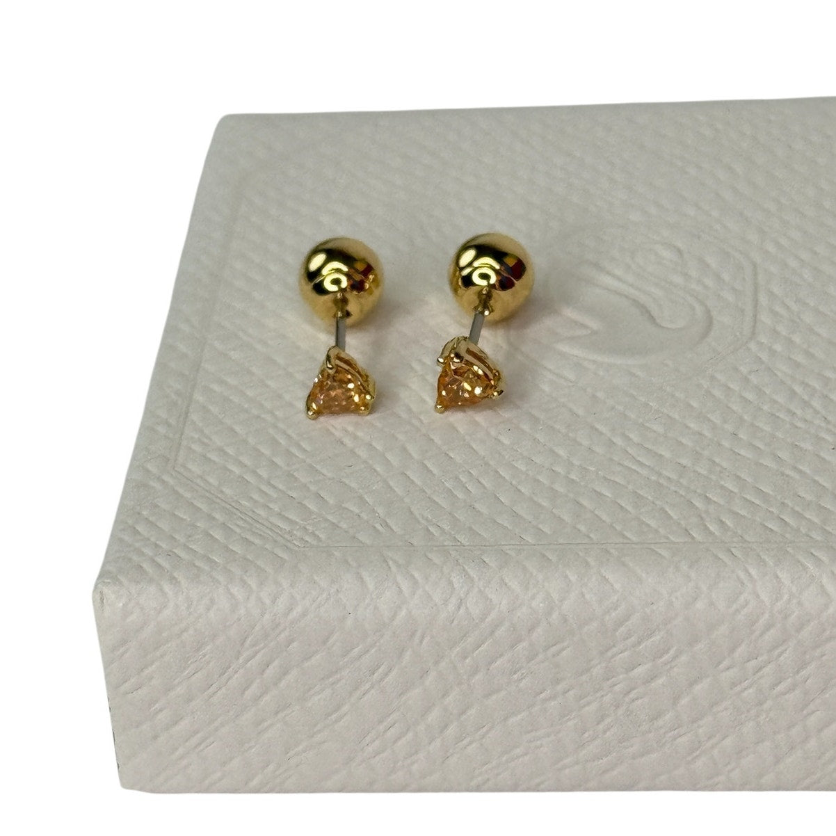 Swarovski Chroma Stud Earrings, Trilliant Cut Orange Gold tone small