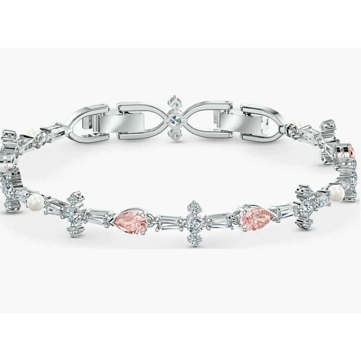 Swarovski Perfection Set, Necklace/Earrings/Bracelet Pink/Clear Crystal Authentic