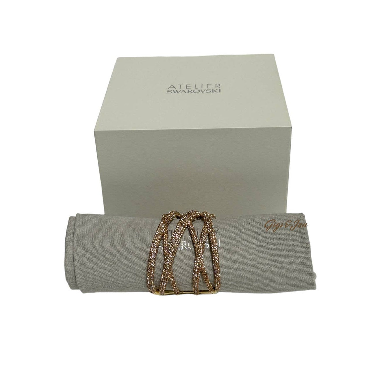 Swarovski Atelier Tigris cuff Pink, Gold-tone plated Material New