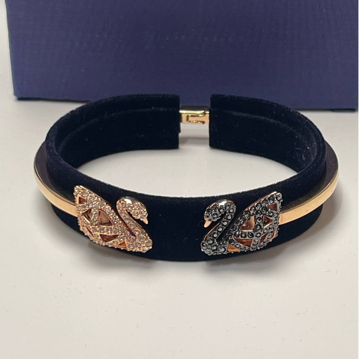 Swarovski Facet Swan Bangle Bracelet Multi Color, Size M