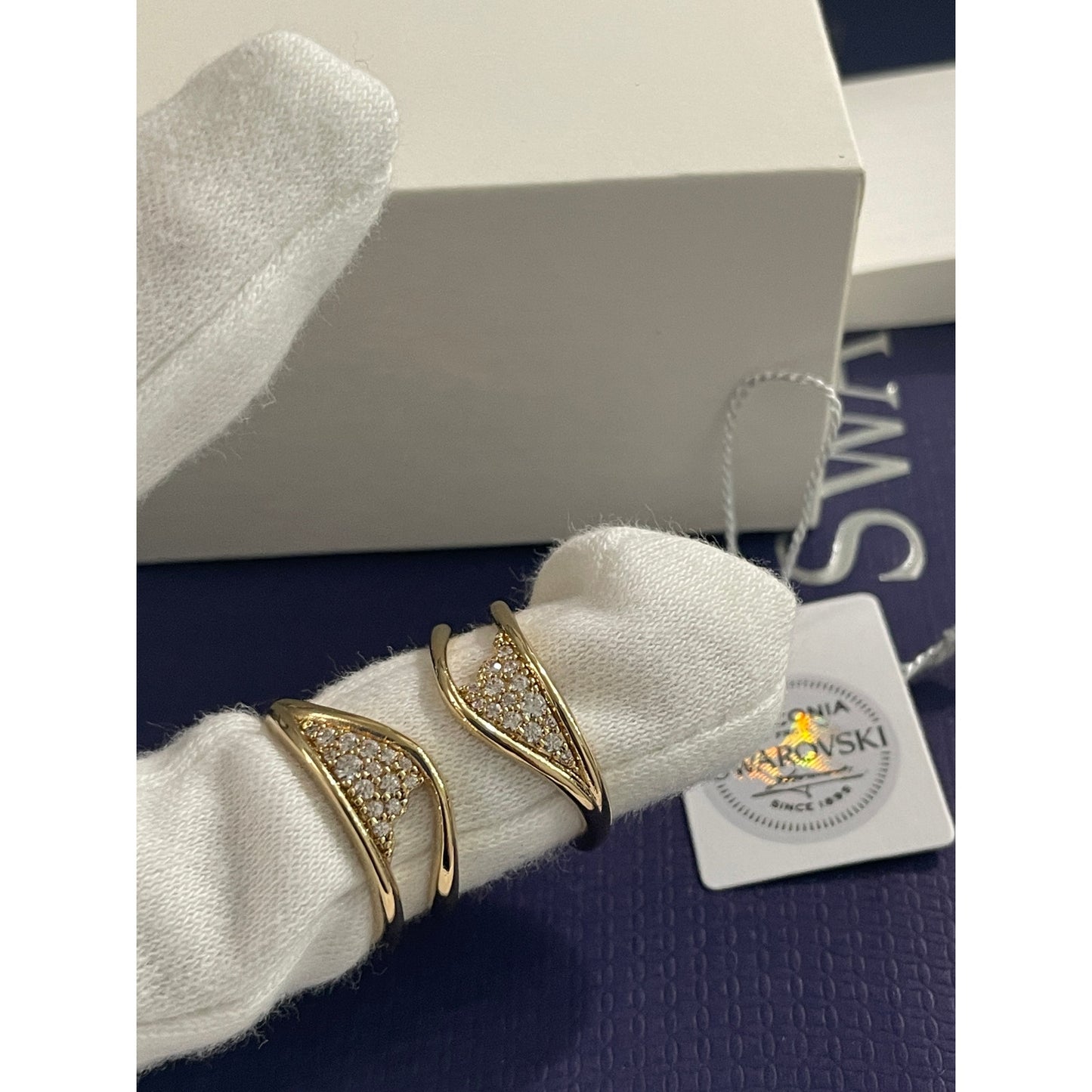 Atelier Swarovski Gilded Treasures Wide Ring, White, Gold-tone plated Ring SIZE 52/6 new