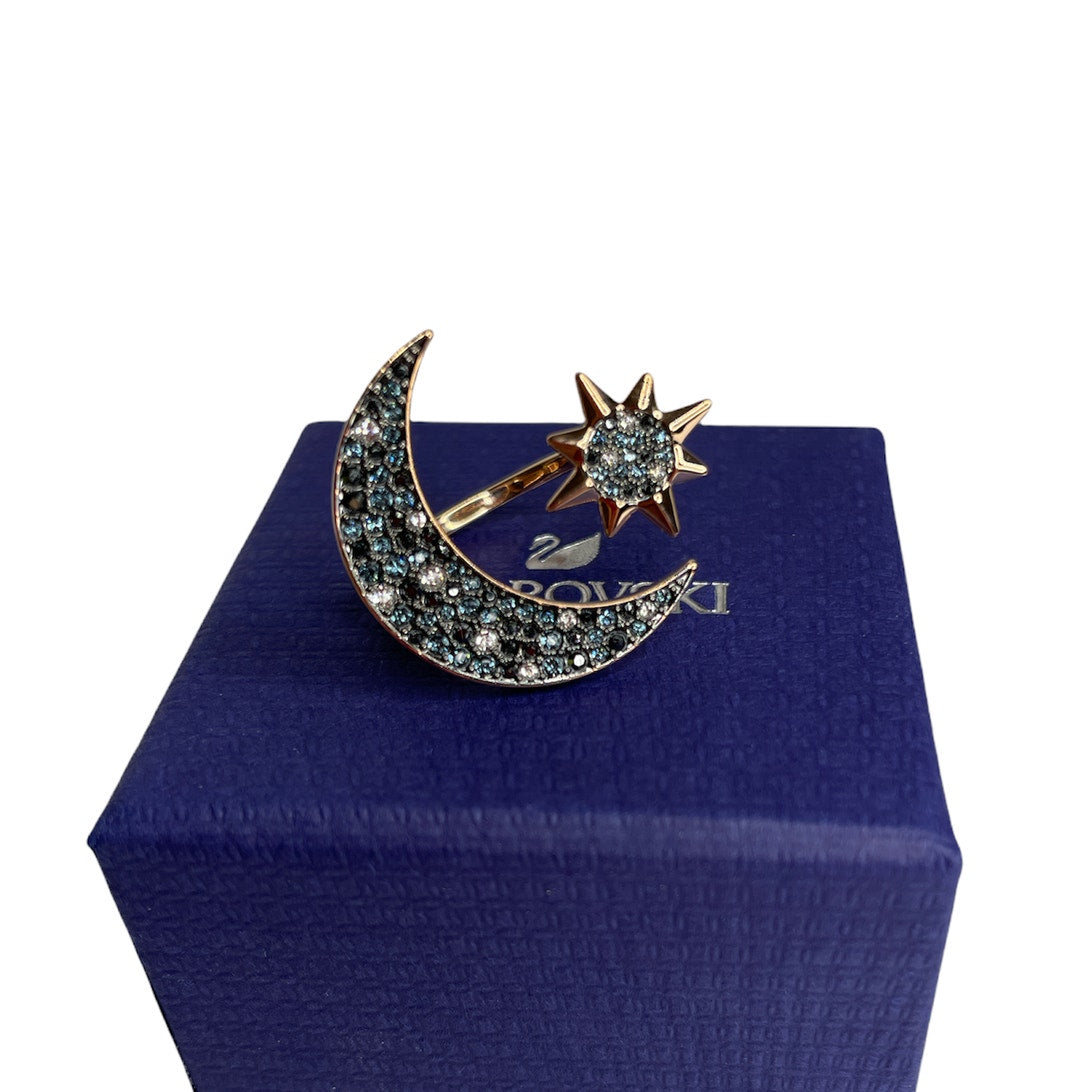 Swarovski Symbolic Moon Star Motifs Ring Rose Gold Tone 52 EUR / 6 USA