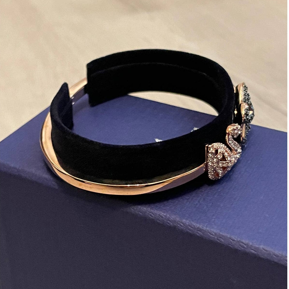 Swarovski Facet Swan Bangle Bracelet Multi Color, Size Large