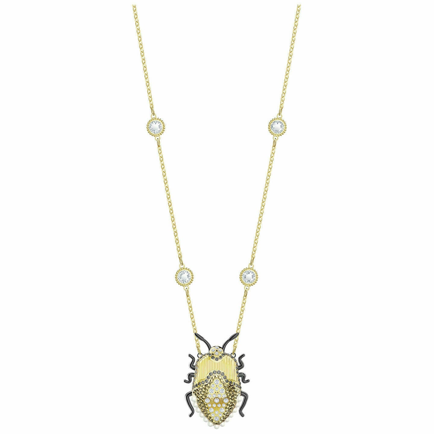 Swarovski Gold Scarab Beetle Long Pendant
