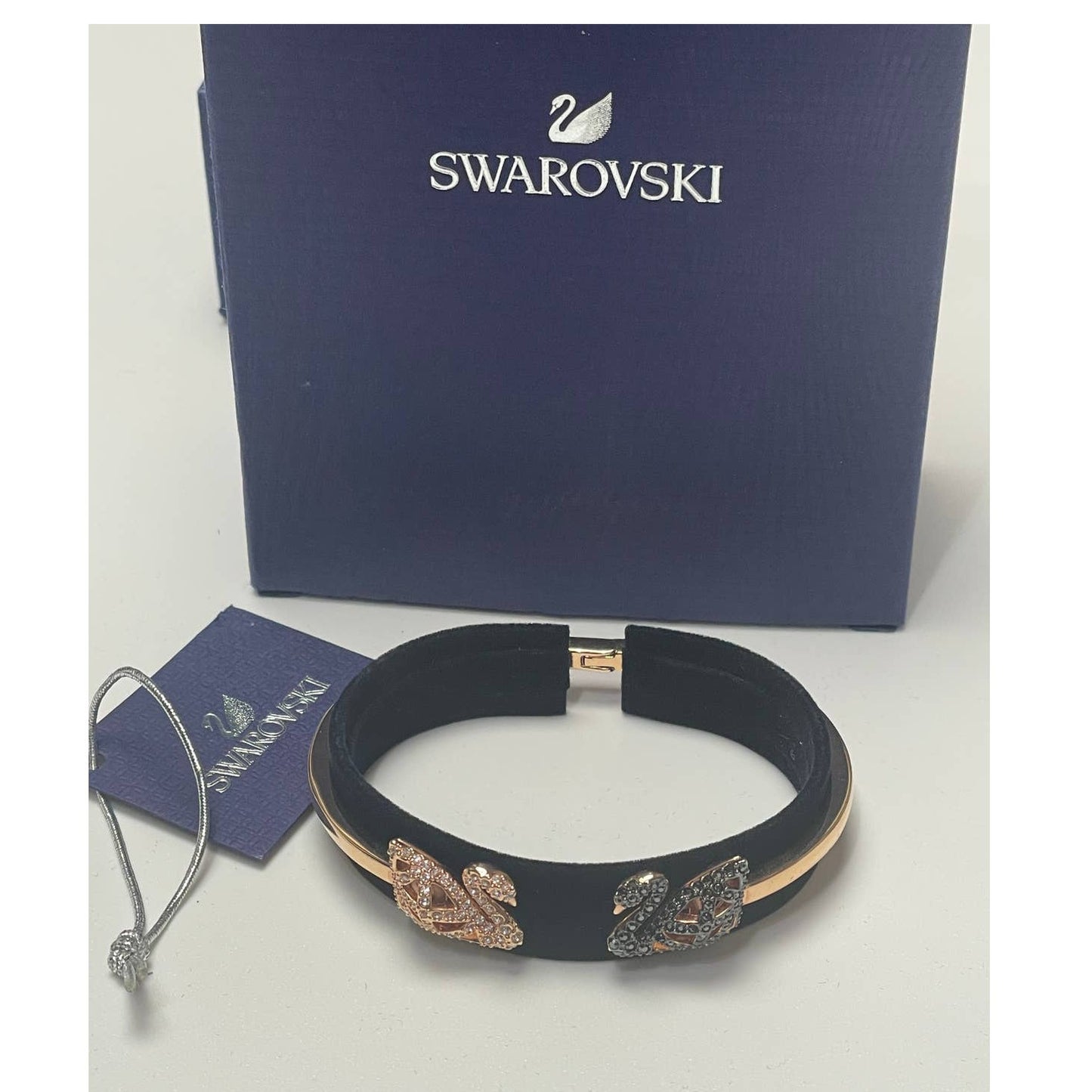 Swarovski Facet Swan Bangle Bracelet Multi Color, Size M