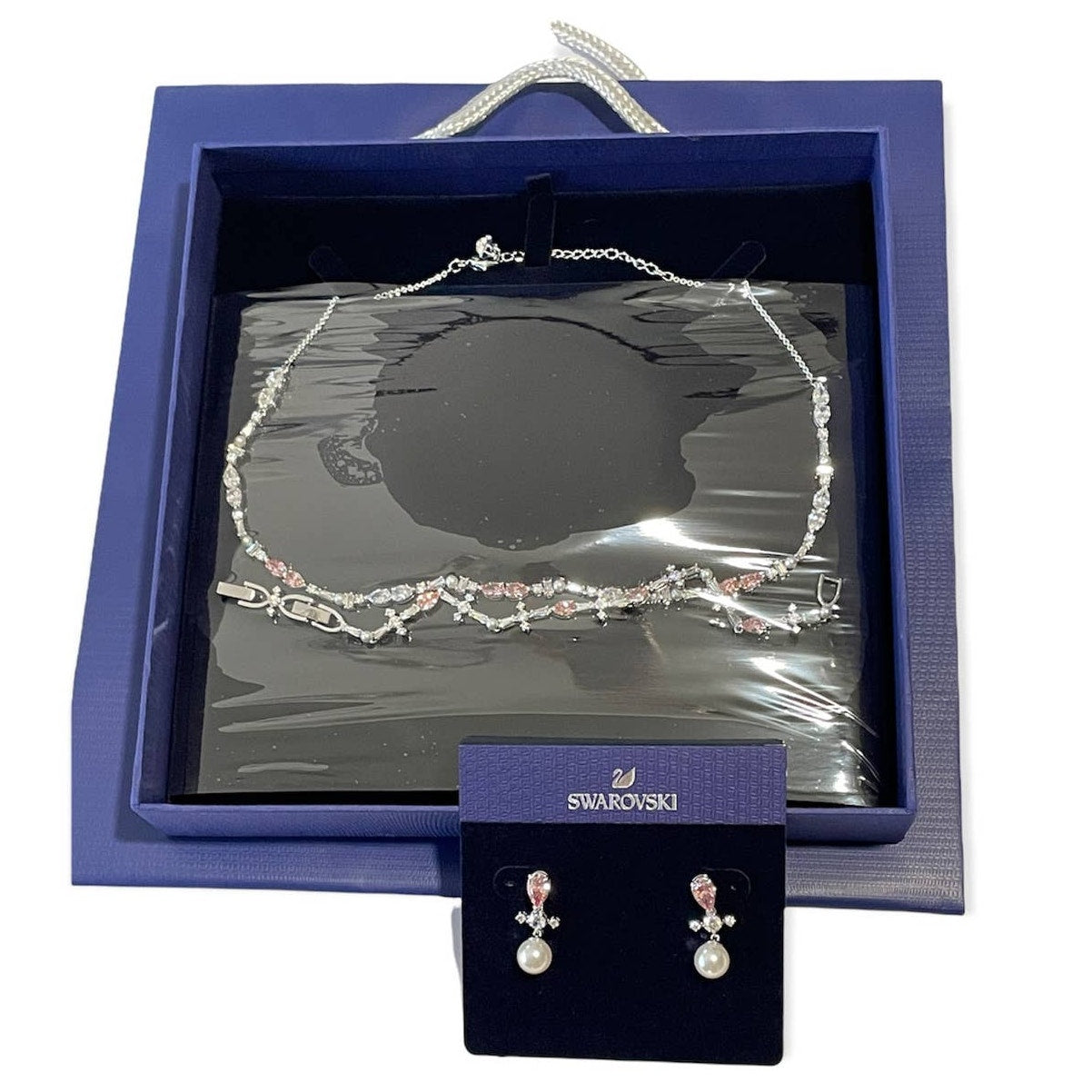 Swarovski Perfection Set, Necklace/Earrings/Bracelet Pink/Clear Crystal Authentic