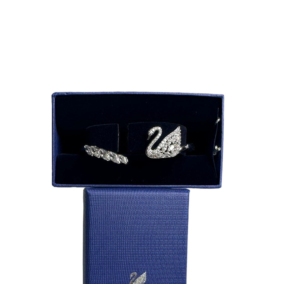Swarovski Swan Lake Bangle Bracelet, Rhodium plated Large