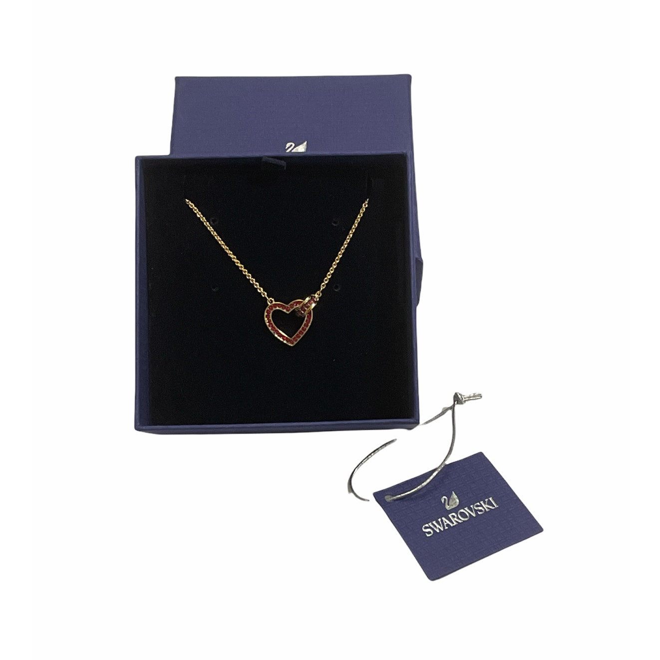 Swarovski Lovely Heart Pendant Necklace Red Gold plating new