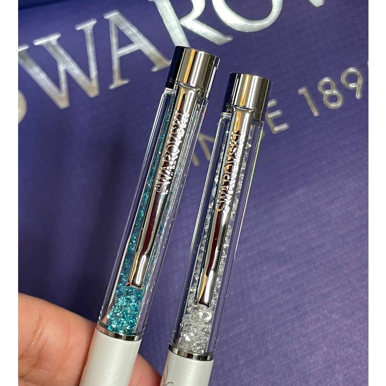 Swarovski Disney Frozen Ana and Olaf Crystal Steel BallPoint Pen set