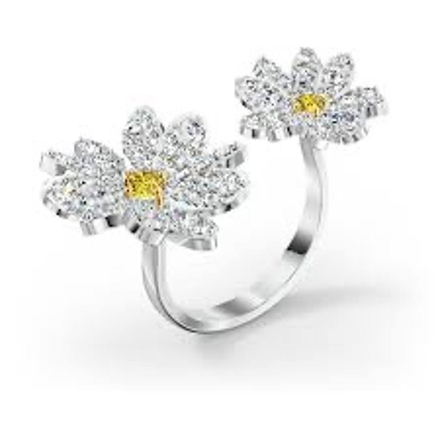 Swarovski Eternal Flower open ring Flower, Yellow, Mixed metal finish SIZE 50/ 5 USA