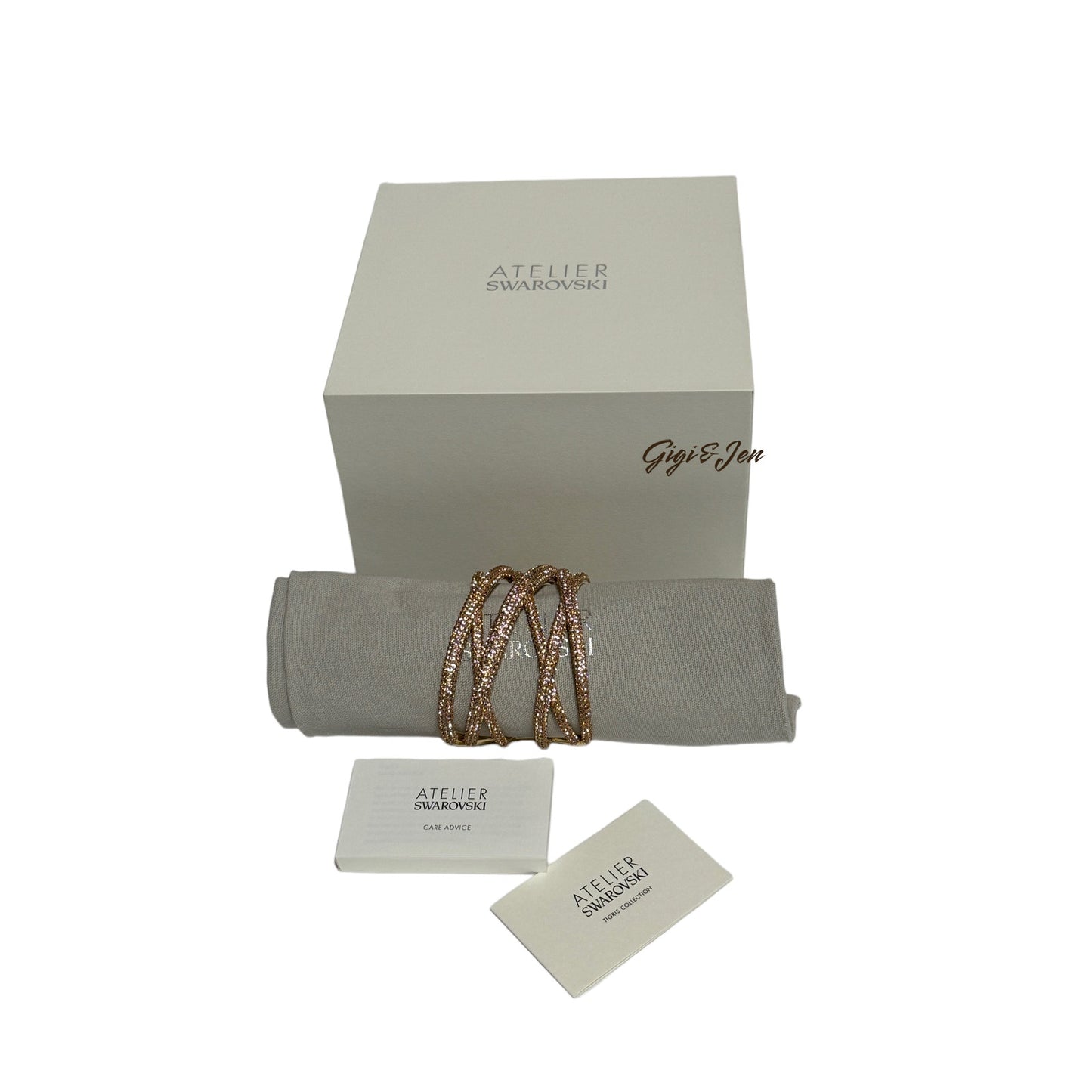 Swarovski Atelier Tigris cuff Pink, Gold-tone plated Material New