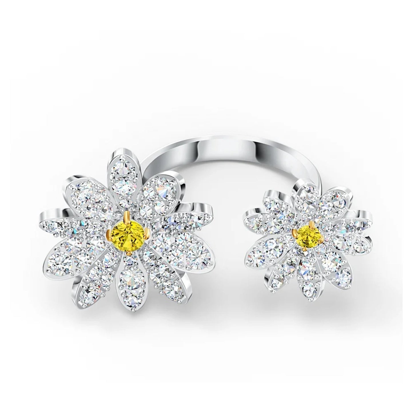Swarovski Eternal Flower open ring Flower, Yellow, Mixed metal finish SIZE 50/ 5 USA