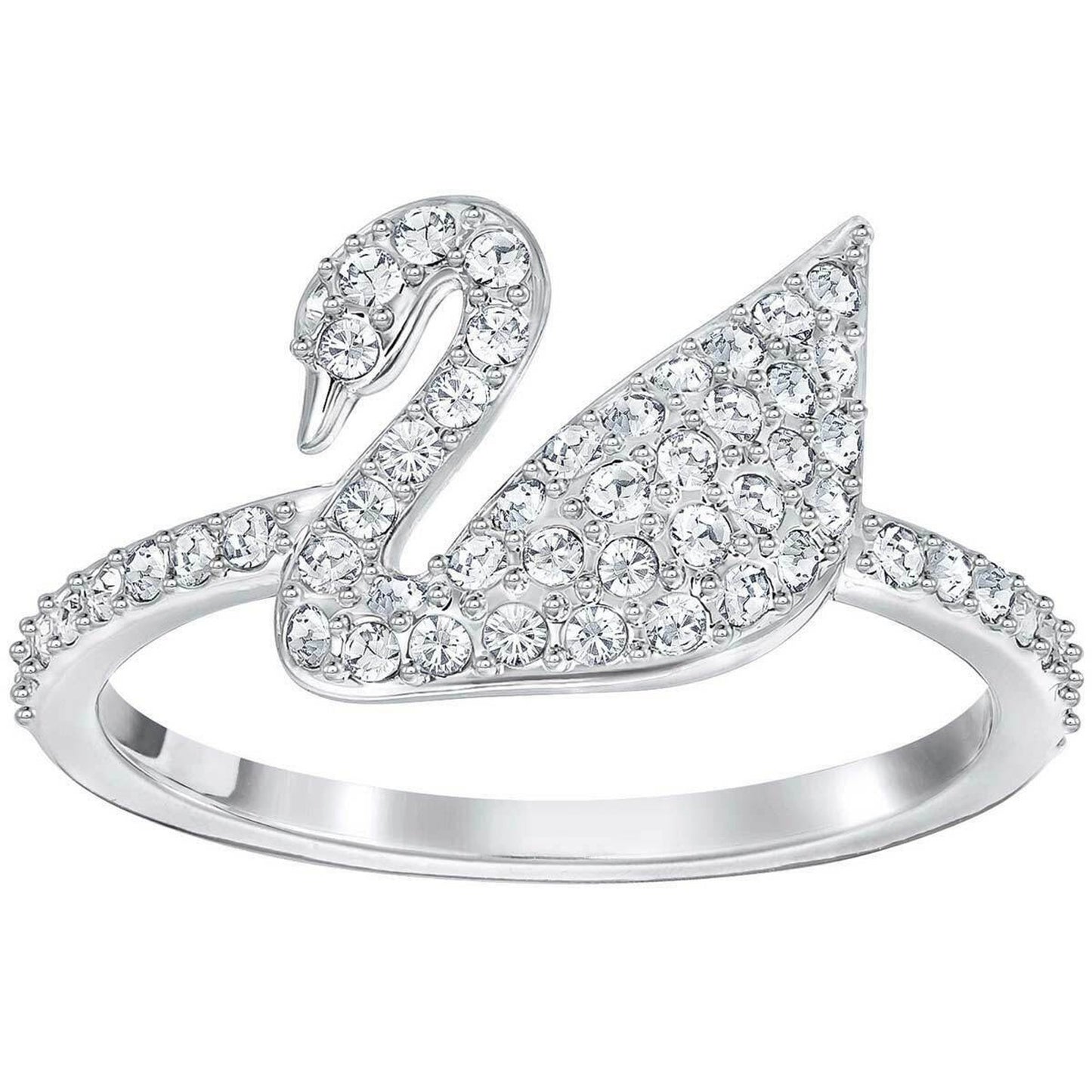 Swarovski Iconic Swan Clear Crystal Silver Rhodium Plated Ring size 52 / 6