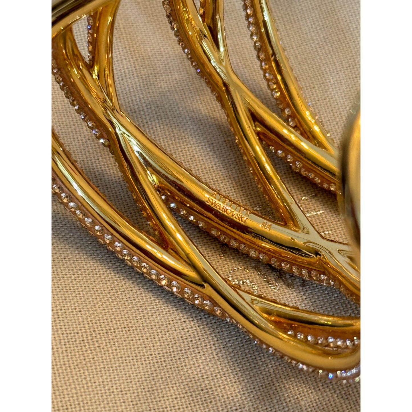 Swarovski Atelier Tigris cuff Pink, Gold-tone plated Material New