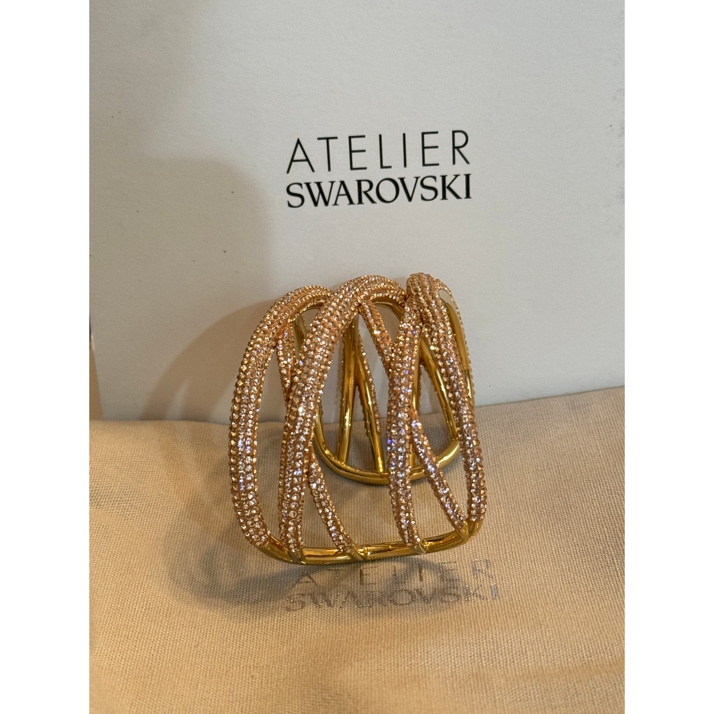 Swarovski Atelier Tigris cuff Pink, Gold-tone plated Material New