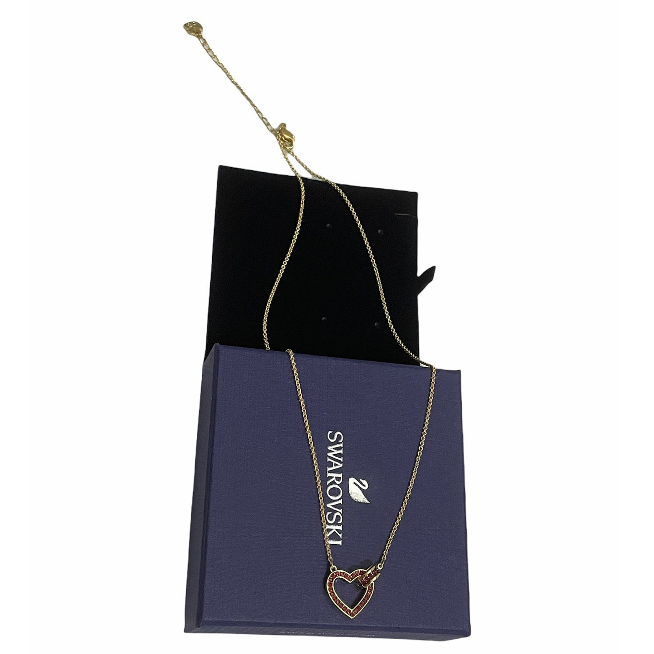 Swarovski Lovely Heart Pendant Necklace Red Gold plating new