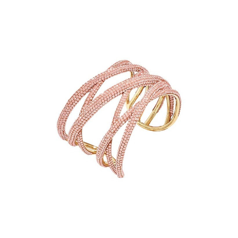 Swarovski Atelier Tigris cuff Pink, Gold-tone plated Material New