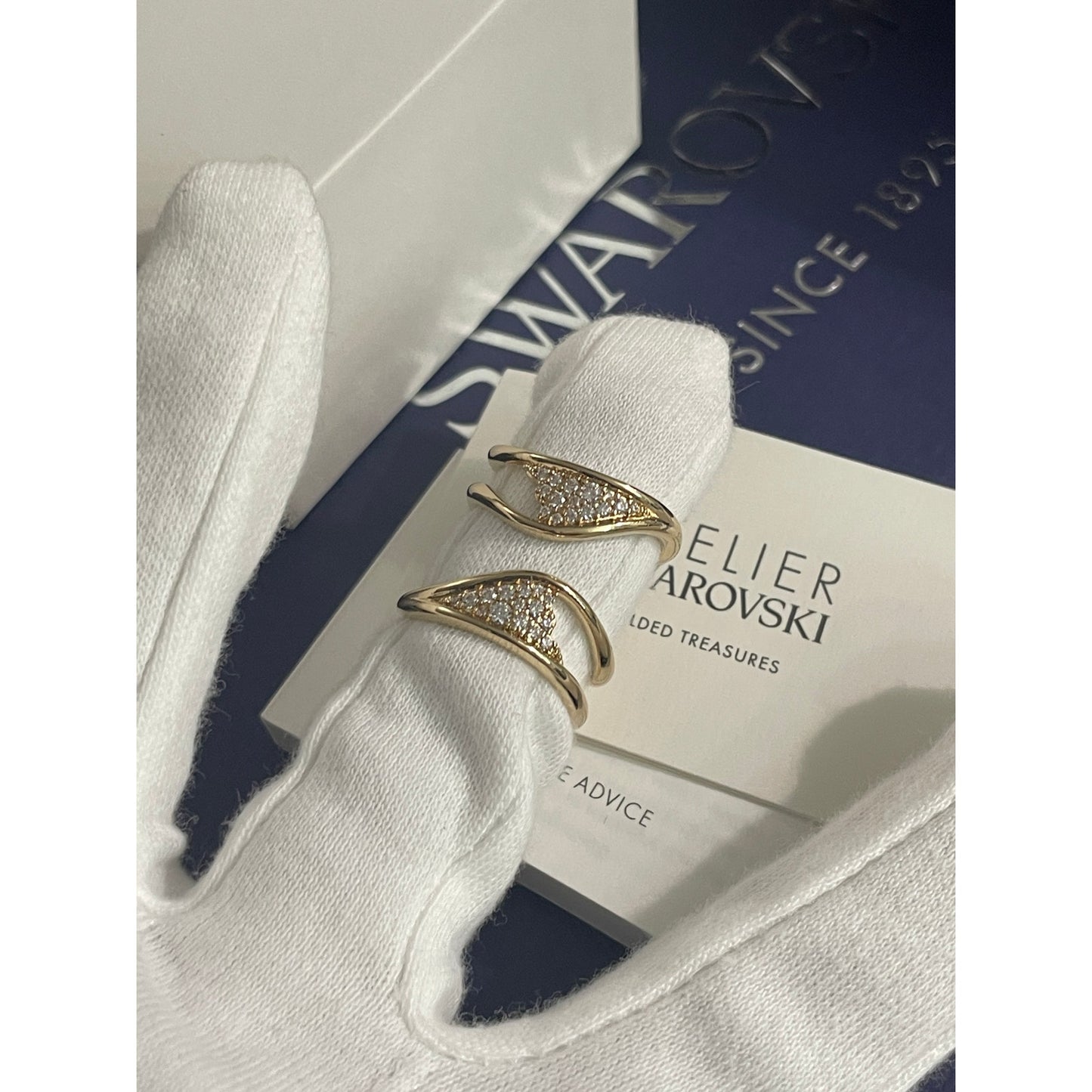 Atelier Swarovski Gilded Treasures Wide Ring, White, Gold-tone plated Ring SIZE 52/6 new