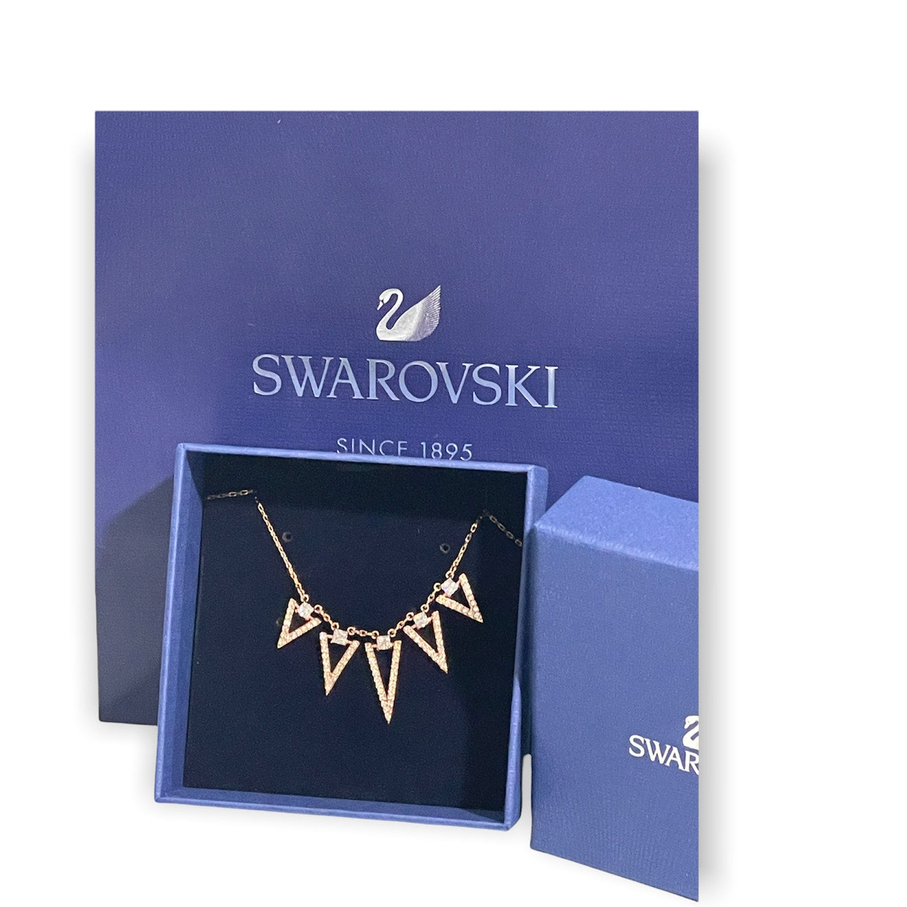 SWAROVSKI Funk Rose Gold Tone Plated Chevron Necklace New