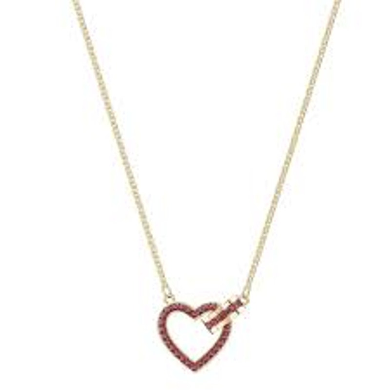 Swarovski Lovely Heart Pendant Necklace Red Gold plating new