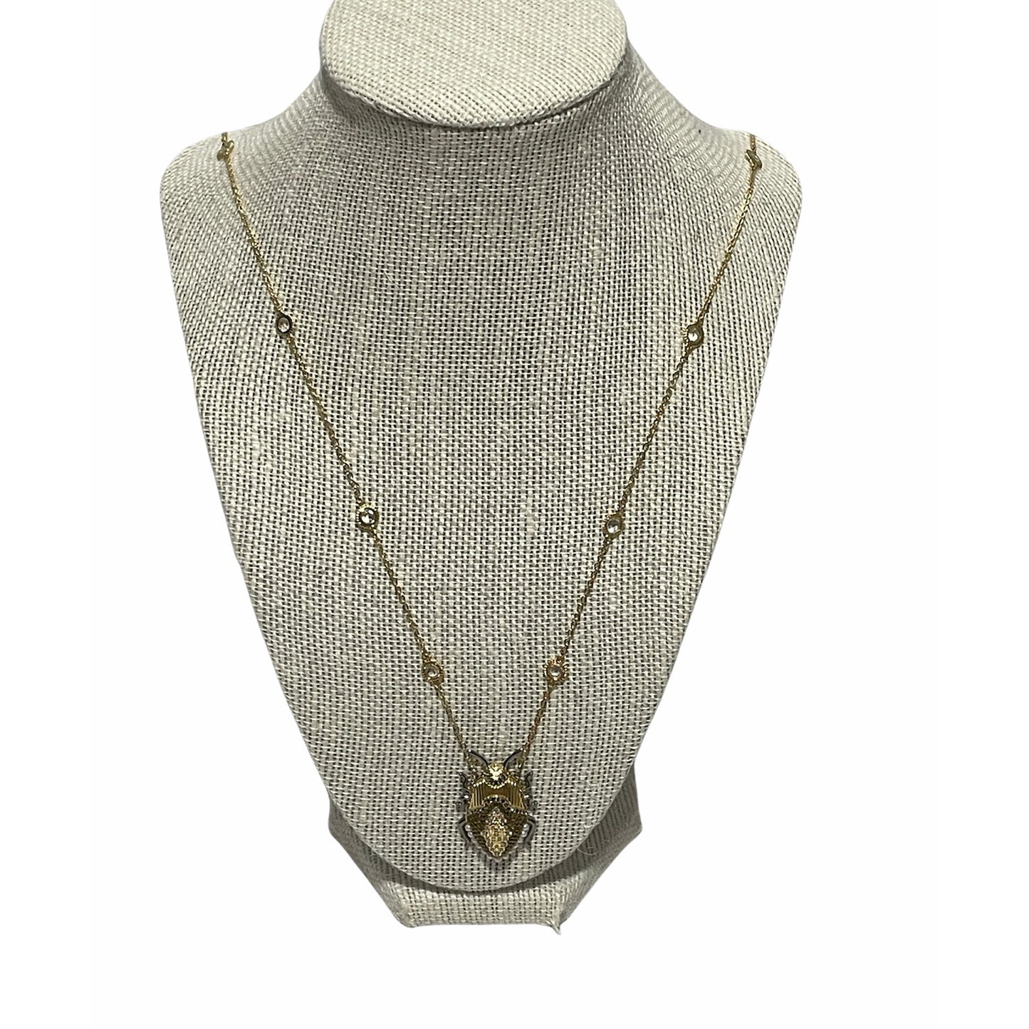 Swarovski Gold Scarab Beetle Long Pendant