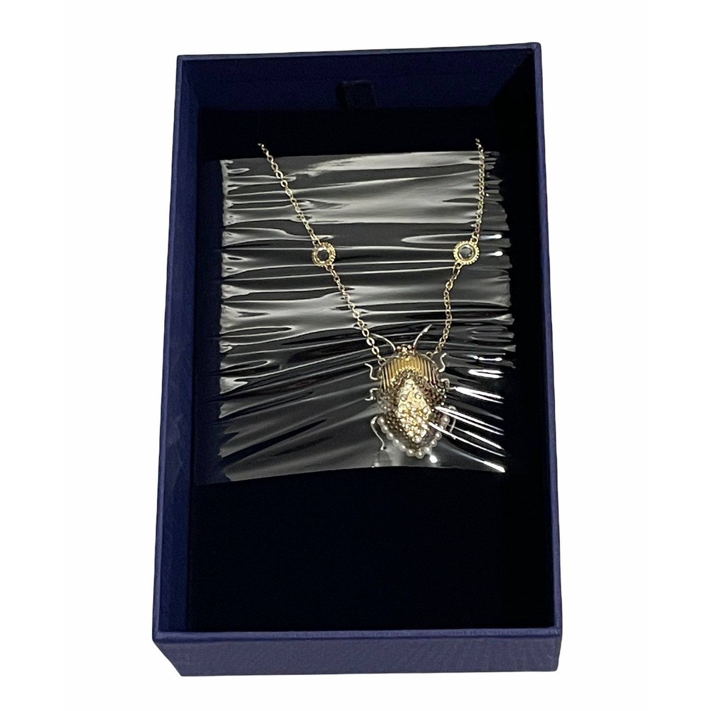 Swarovski Gold Scarab Beetle Long Pendant