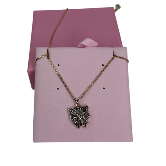 Swarovski Marvel Black Panther Pendant Multicolored, Gold-Tone Plated Unisex Necklace