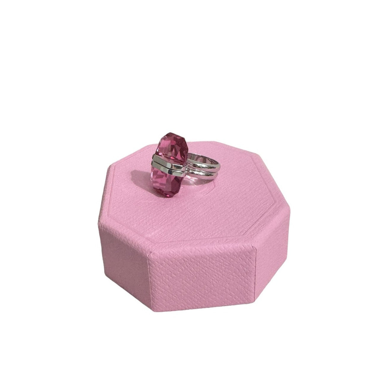 Swarovski Lucent ring Magnetic closure, Pink, Rhodium plated Size 60/9