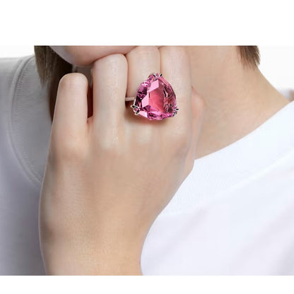 Swarovski Millenia cocktail ring Trilliant cut, Pink, Rhodium plated 55 / 7