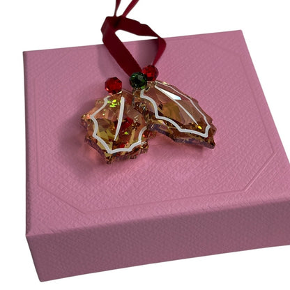 Swarovski Holiday Cheers Gingerbread Holly Leaves Ornament