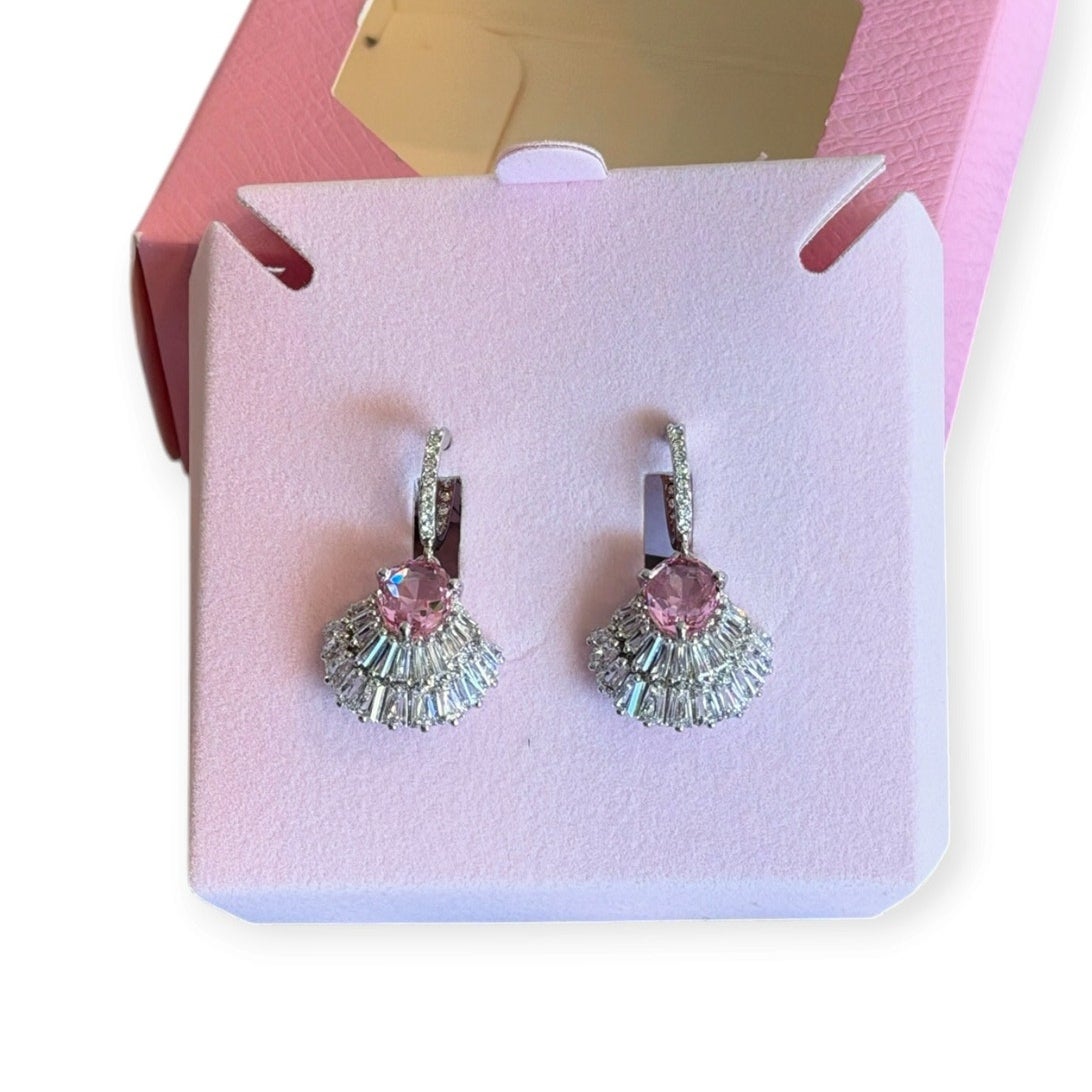 Swarovski Idyllia Drop Earrings, Pink, Mixed Cuts, rhodium-plated metal