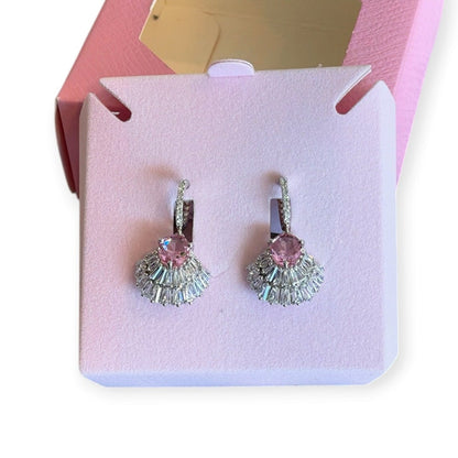 Swarovski Idyllia Drop Earrings, Pink, Mixed Cuts, rhodium-plated metal
