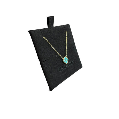 Turquoise Flower Pendant Necklace in Gold