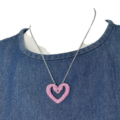 Swarovski Sublima Pendant (Pink) Swan Heart, Large, Necklace