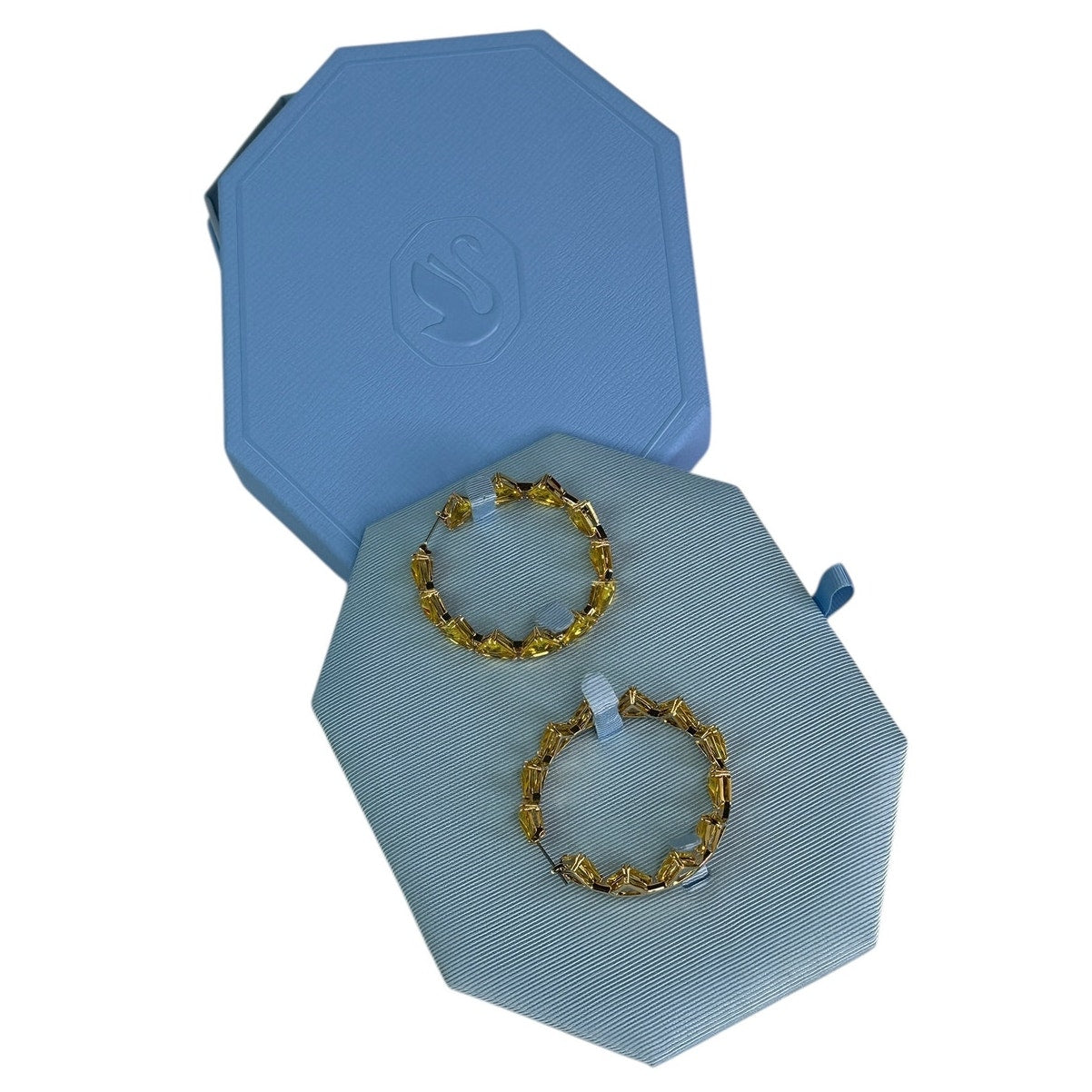 Swarovski Millenia hoop earrings Yellow, Gold-tone plated