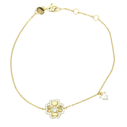 Moissanite Stone Flower Bracelet 14K Gold plated 925 Sterling Silver Bracelet