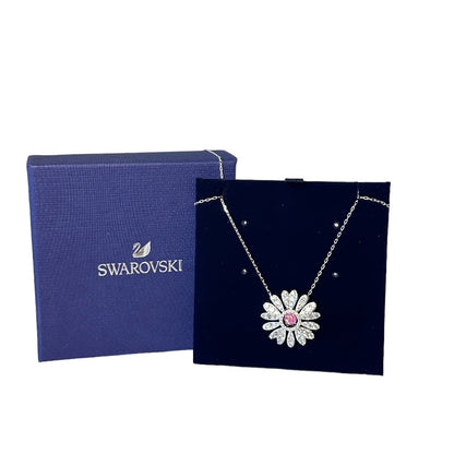 Swarovski Eternal Flower pendant Flower, Pink, Rhodium plated