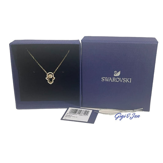 Swarovski Luckily Hamsa hand Pendant Necklace in Gold Tone Plated